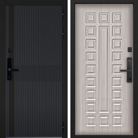 Входная дверь Command Doors Cyber matrix grey 01 Белая лиственница